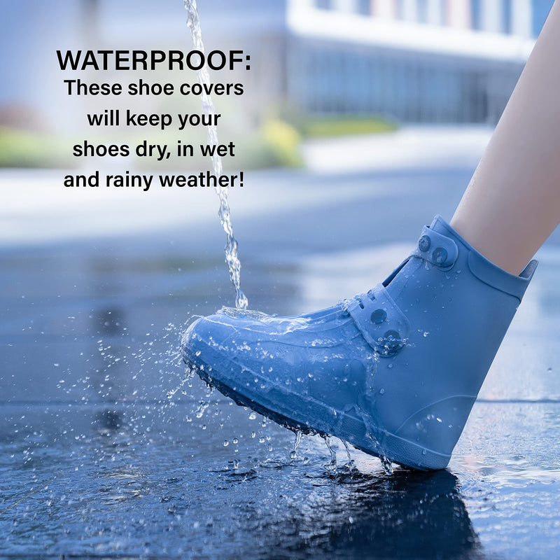 Rain Shoe Covers | Waterproof Shoe Covers for Men Women | Reusable Galoshes Overshoes (Blue, 40-42) Blue