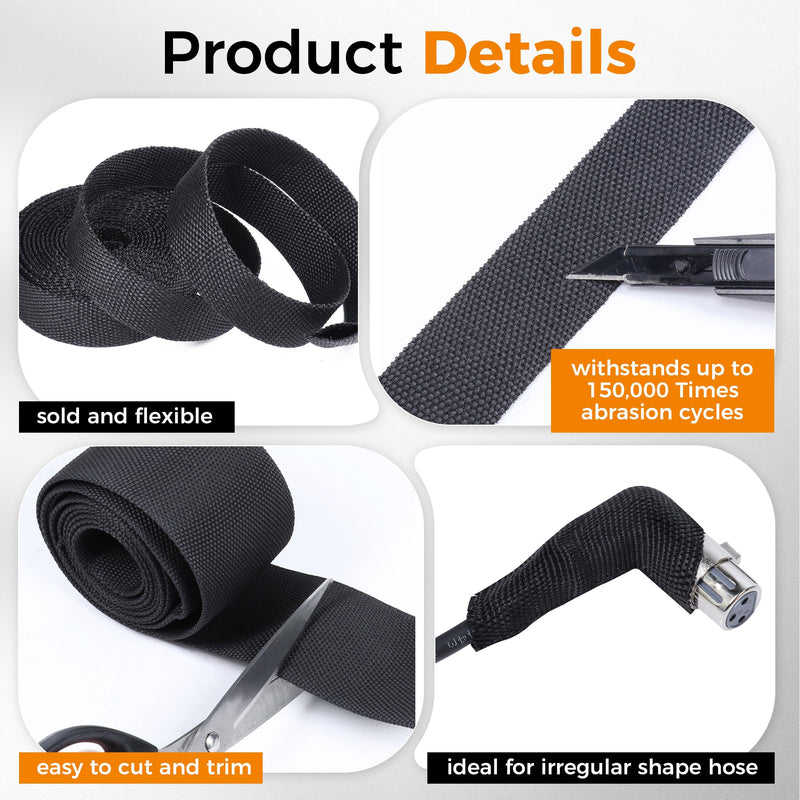 2-1/4'' Flat Heat Shrink Hose Sleeve Protector Cable Cover 30ft | Abrasion Resistant Protective Hose Sleeving For Welding Tig Torch, Hydraulic Hose 30Feet(360Inch)