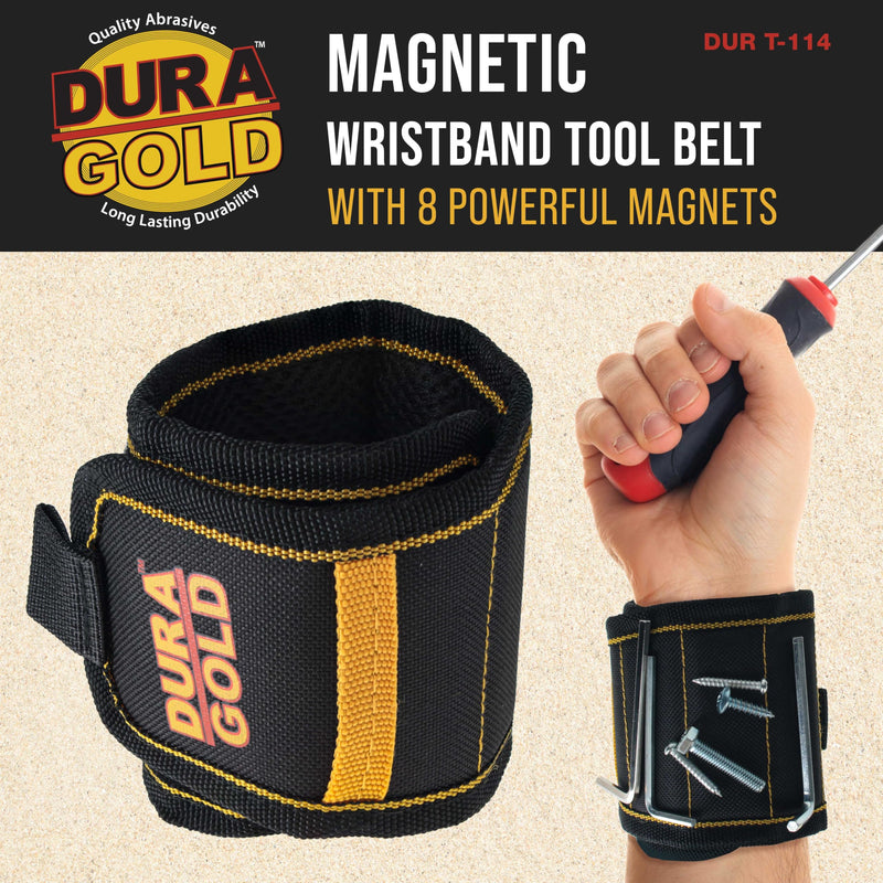 Dura-Gold Magnetic Wristband Tool Belt - Nylon Wrist Strap, Powerful Magnets for Holding Fasteners, Screws, Nails, Nuts, Bolts, Drill Bits - Mechanic, Construction, DIY Gadget, Birthday Gift Men, Dads