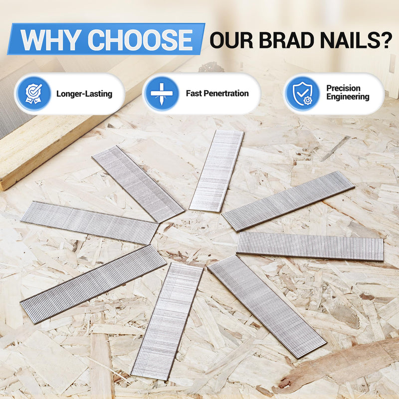 meite 18 Gauge Stainless Steel Brad Nails, 3/4 Inch 18GA Brad Nails, 304 Stainless Steel Small Finishing Nail Gun Nails for Pneumatic, Electric Brad Nailer Gun (2,000 Counts) 1