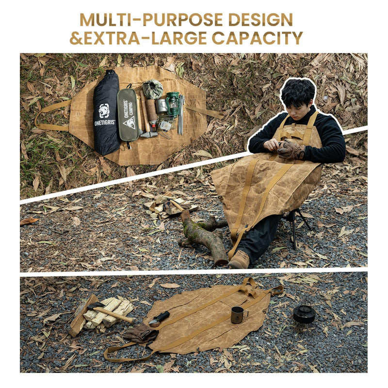 ONETIGRIS Waxed Canvas Firewood Carrier, 2-in-1 Firewood Tote Bag