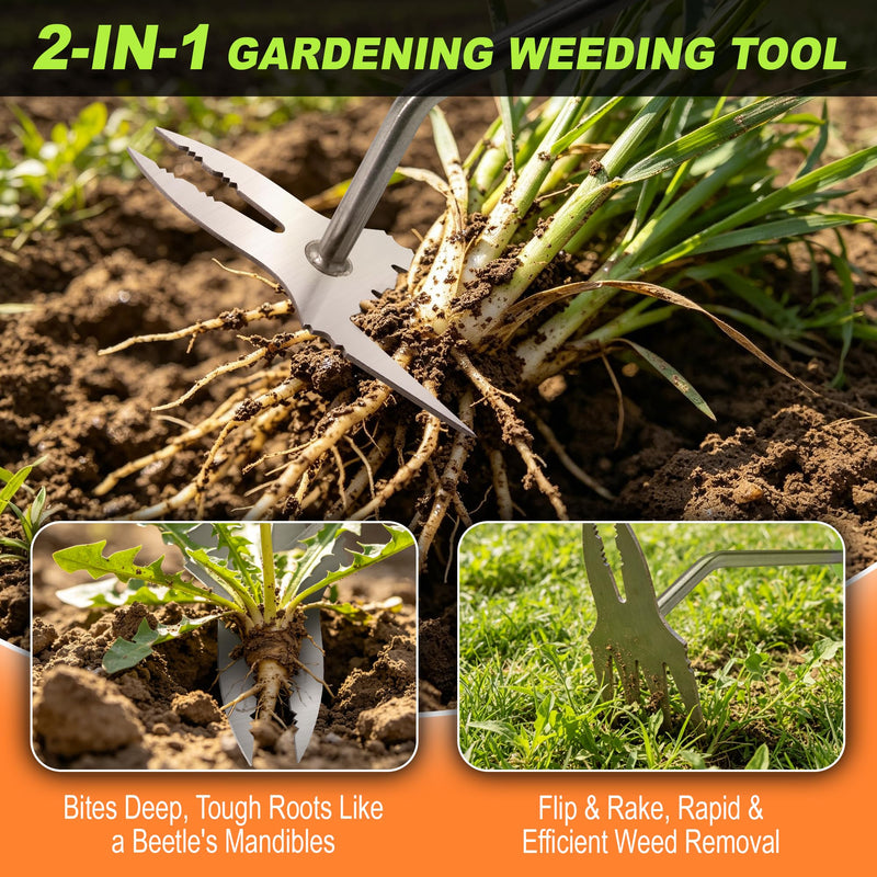 Weed Puller Kit, Crack Weeder Crevice Weeding Tool, Stainless Steel L-Shaped Hand Weeder Tool, Portable Manual Weed Puller Tool for Garden, Patio Lawn, Planting Weeding - 3 Pack 3-PCS