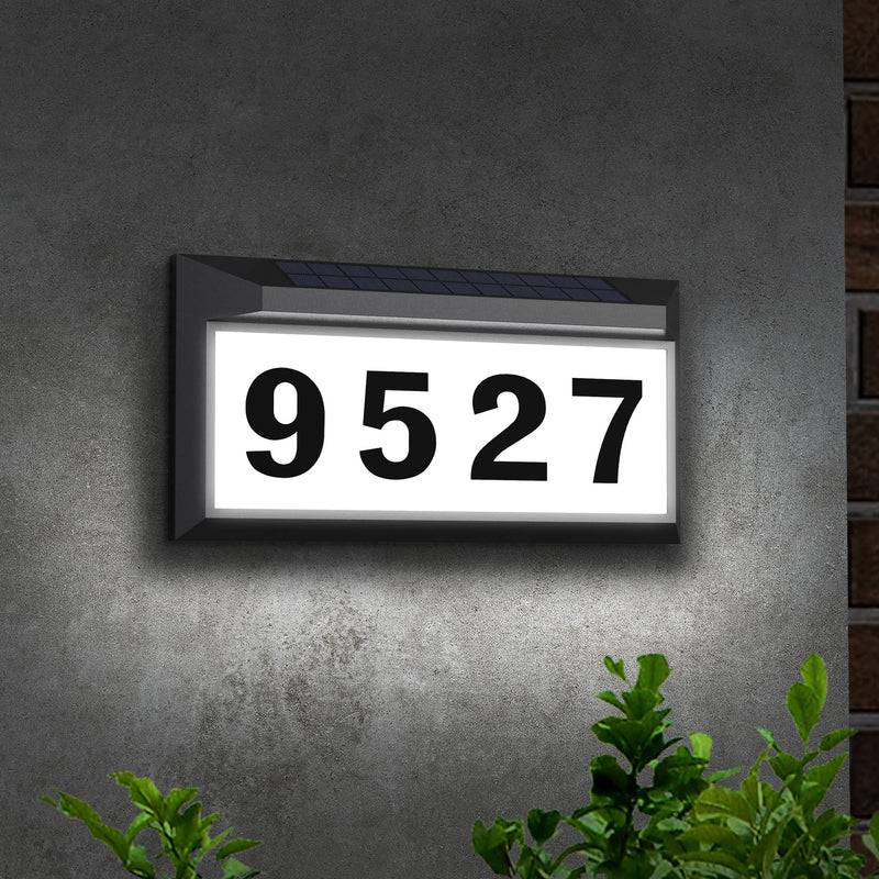 Solar Address Sign, Lighted Address Plaque Outdoor Waterproof, Illuminated Address Numbers, House Numbers for Outside Black