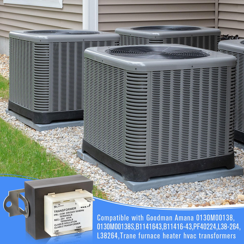 24V Transformer, Primary 208V 240V, Secondary 24V, 0130M00138S 208V 240V to 24V Transformer, HVAC Furnace Transformer with Foot Mount, 40VA Transformers Compatible with Goodman/Amana/Trane