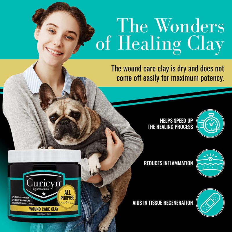 Animal Wound Care Clay 16oz. - Vet-Approved Natural Skin Ointment For Dog, Cat, Horse, and Other Livestock - Bentonite Clay with Aloe Treatment - Gentle No Sting Fast-Acting Formula - PawsPlanet Australia