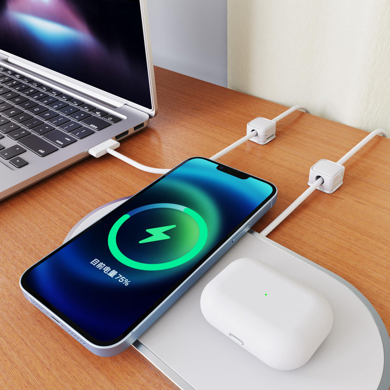 Cord Organizer Holder, 8 Pack Magnetic Desk Cable Clips Management, Hide Phone Charging Cable Keeper, Strong Adhesive Wire Charger Holder for Nightstand, Kitchen Appliances, Office Supplies White