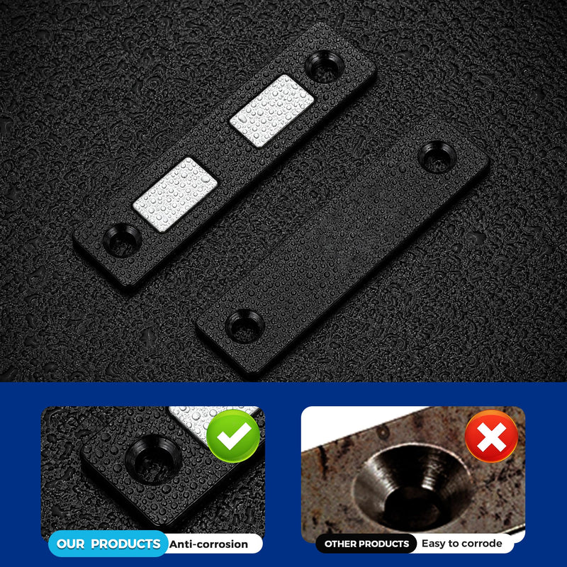 Magnetic Door Catch, 8 Pack Adhesive Cabinet Magnets for Closure, Black | Ultra-Thin Strong Magnetic Door Latch for Closets & Drawers, Stainless Steel Cabinet Latch Easy to Install