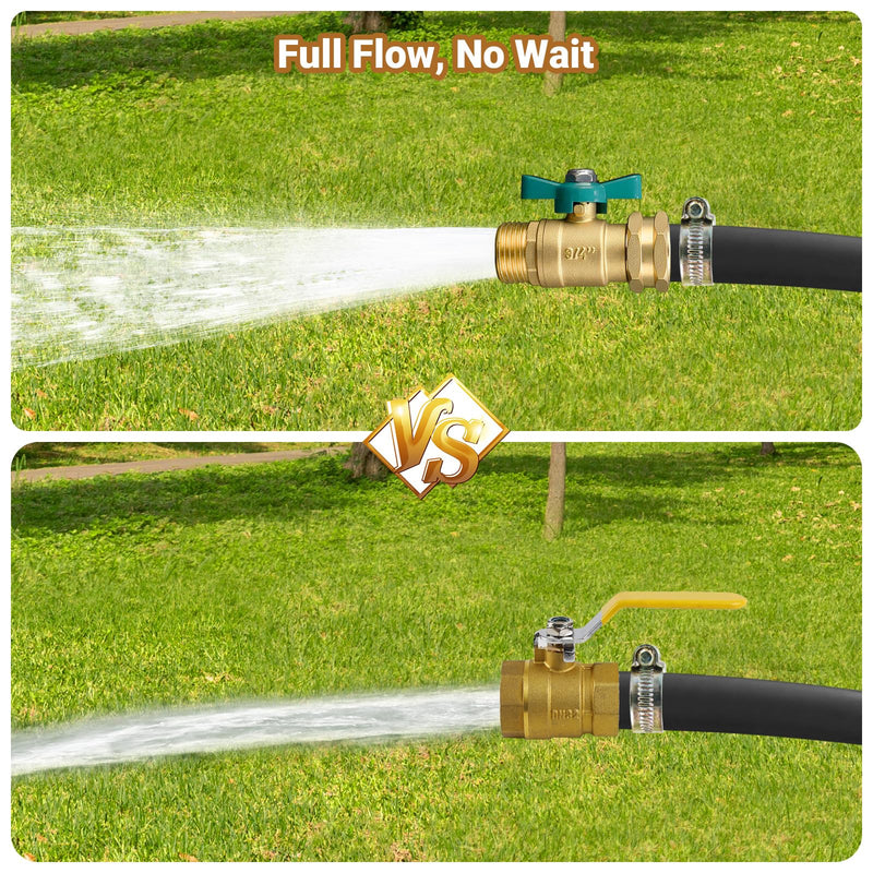 Garden Hose Shut off Valve Full Flow: Brass Water Shut off Valve - 3/4" GHT High Flow Hose Ball Valve Adapter Coupling - Heavy Duty Lawn Hose-End Flow Control Valve