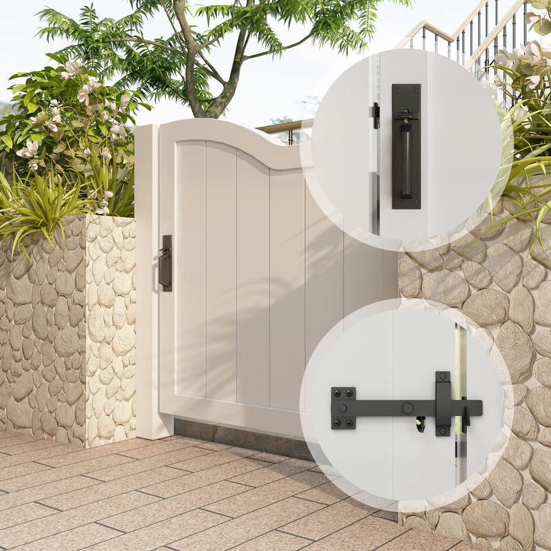 Sdstone Heavy Duty Gate Latch for Wooden Fence，Two Sided Gate Latch for Outdoor Fence， Door Latch Gate Hardware for Wooden Gates, Pool Gate, Backyard, Garden（Black） GL-2