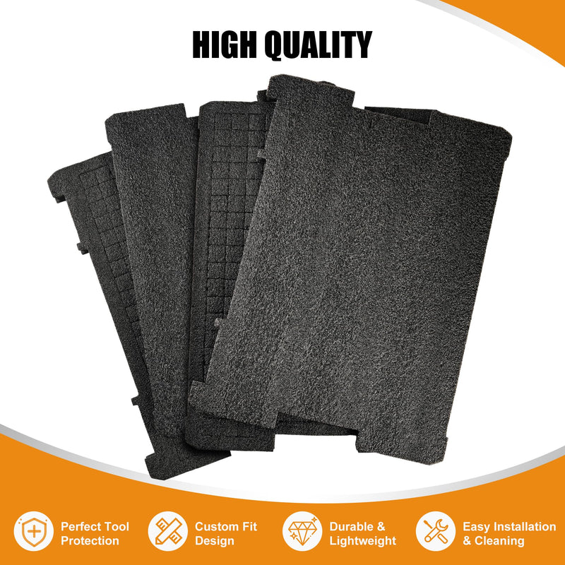 4 Pcs Dwst88801 Tool Boxes Foam for Dewalt Tstak Organizer Packout Foam Insert DWST17808, DWST17807, DWST17805 Customizable, Durable & Tool Protective