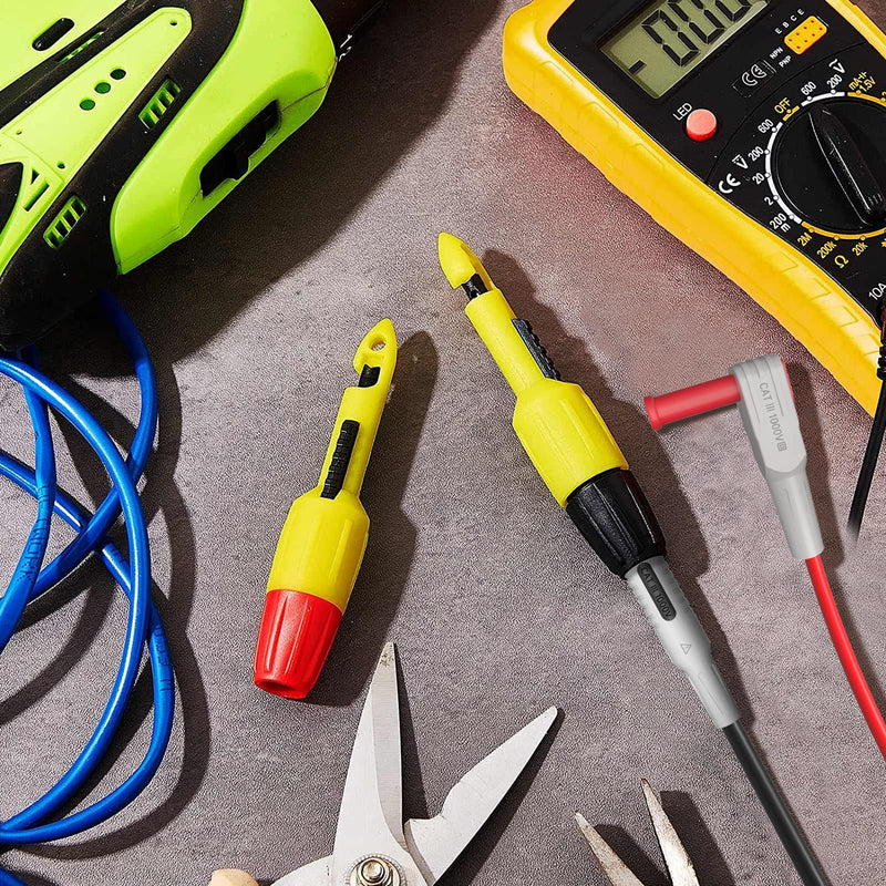 Goupchn Multimeter Test Leads Kit 6PCS with Alligator Crocodile Clips, Wire Piercing Probes 4mm Piercing Clip for Multimeter Voltmeter Thermometer Testing P1300H