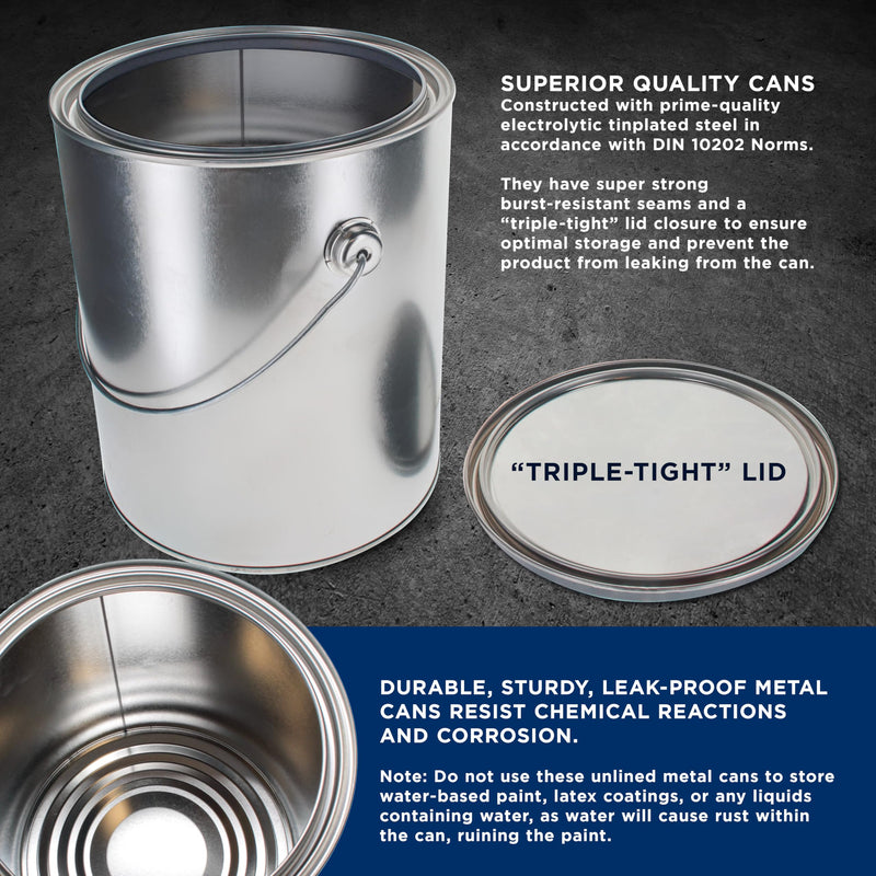 Master Elite 1 Gallon Unlined Empty Metal Paint Can Bucket with Lids,2-Pack 2 128-Fl Oz (Pack of 2)