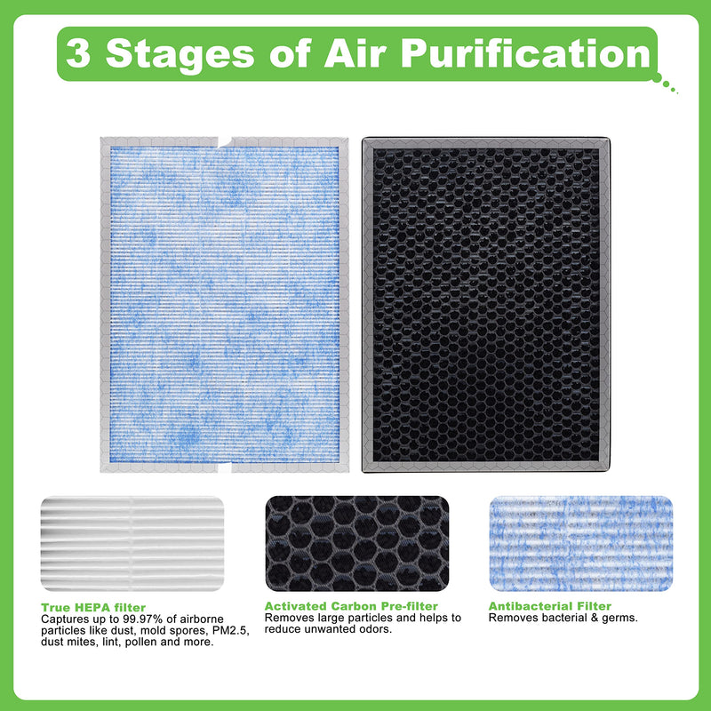 Hichoryer【Upgraded】MSA3 Replacement Filter,Compatible with MSA3 & MSA3S Air Purifier, 3-in-1 H13 True HEPA Filter with Odaller Pure Technology, 2 Pack MSA3 Filter 2Pack