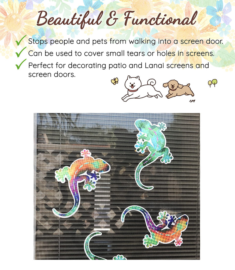 Sonoran Souvenirs Gecko Screen Magnets (6" x 4") - Decorative Holographic Foil Magnets for Lanai Screen, Patio Door, Window Screens, Curtains - Home Decor, Flexible, Durable, Shiny, Sparkle - 2 Pack Gecko (New Version 2022) - NewNest Australia
