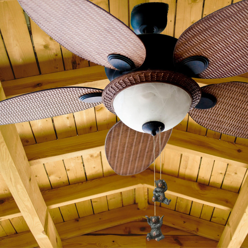 BestGiftEver Ceiling Fan Pull Chain Ornament with a Pair of Adorable Black Bears - Rustic Cabin Decorative Fan Pull Chain for Lodge Nature Lovers, and Wildlife Enthusiasts