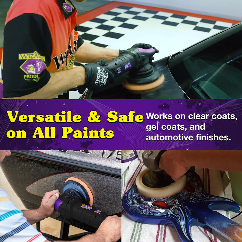 Wizards Foam Polish Buffing Pad - Velcro Backed, Medium Cutting Foam Pad for Car Detailing - ‎No Splatter High Density Foam for Auto Detailing Supplies - 8½" x 1¼" Foam Polish Buff Pad