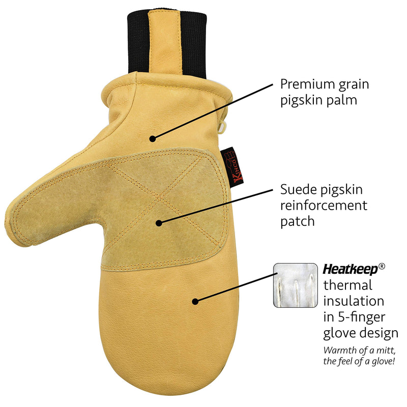 Kinco - Premium Leather Work and Ski Mitt with Nikwax Waterproof Wax, (901T) X-Large (Pack of 1) Pigskin