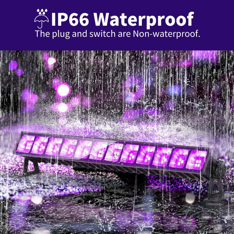 40W LED Black Light Bar, Blacklight with 6FT Cord & Switch, IP66 Waterproof Black Lights for Glow Party, Halloween, Birthday, Body Paint, Bedroom, Classroom, Each Light Up 24x24ft, 1 Pack 1 Count
