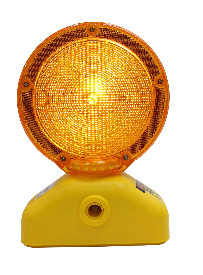 RK Safety BLIGHT4D Barricade Light, D-Cell with Photocell, 3-Way Switch, Yellow Case/Red Lens (1 Piece)