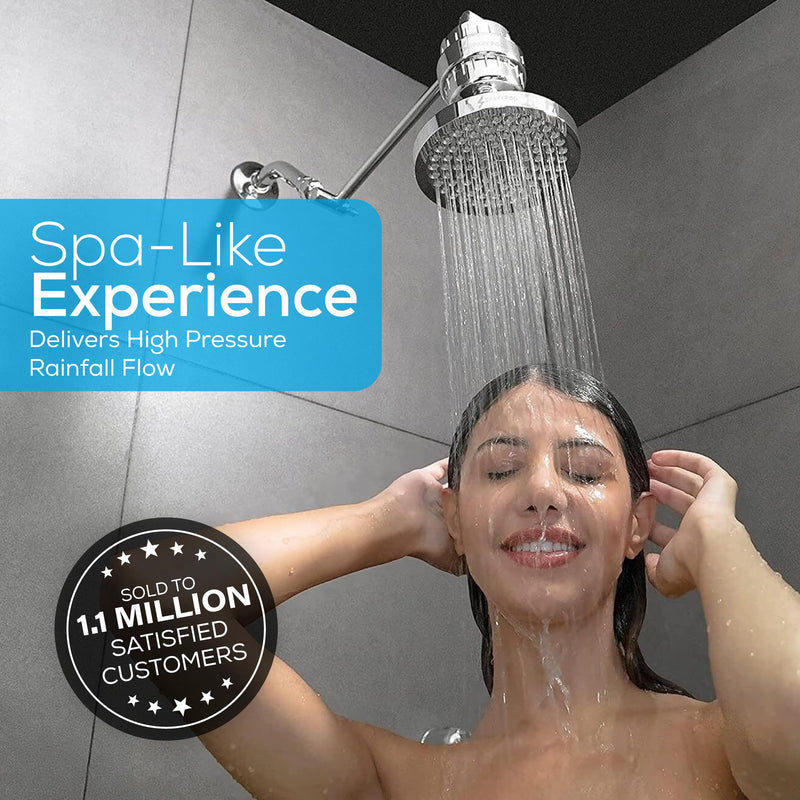 SparkPod Shower Head - High Pressure Rain - Premium Quality Luxury Design - Easy Clean Adjustable Replacement for Your Bathroom Shower Heads (Luxury Polished Chrome, 6 Inch Round) Luxury Polished Chrome
