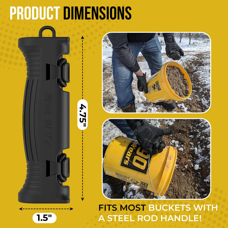 HANDTEC Bucket Grip, Ergonomic Rubber Handle for Buckets in Construction, Farming, Gardening, and DIY Projects, Non-Slip, High-Durability Rubber, Made in USA, Pack of 1