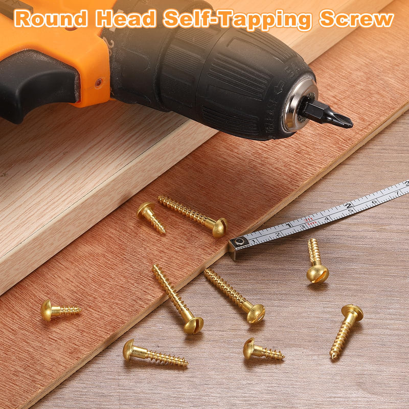 uxcell Wood Screws M4 x 16mm Slotted Round Head Copper Self-Tapping Screw for DIY Woodworking Home Industry 150 Pcs