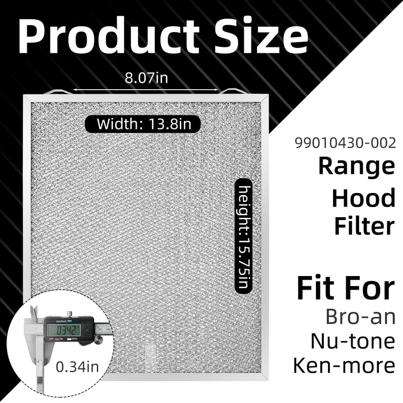 S99010430-002 Range Hood Filter Aluminum Mesh Filter Compatible with Bro-an Nu-tone Ken-more 99010430-002, 4512880 Grease Filter 13-7/8” x 15-3/4” - 2 Packs