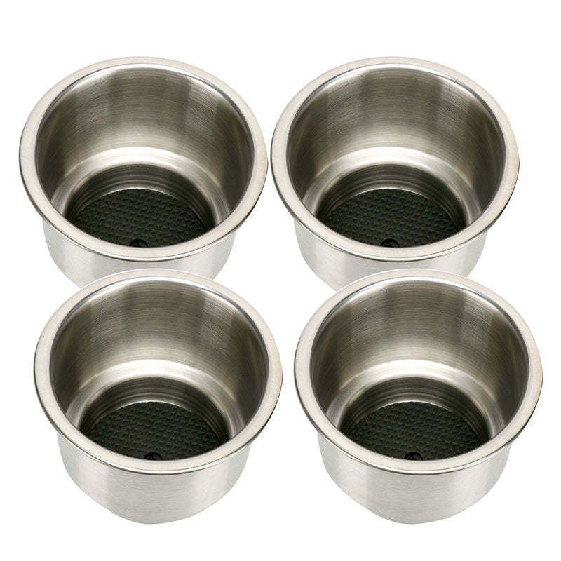 Amarine Made 4pcs Stainless Steel Cup Drink Holder with Drain for Marine Boat RV Camper 4