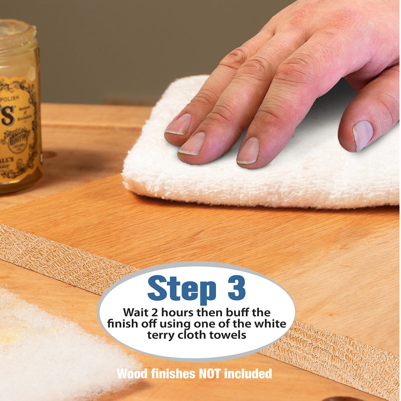 22 Piece Wood Finish Applicator Bundle •Includes 10 White Non-Woven Pads 2 Terry Cloth Buffing Towels and 10 Stirring Sticks for Applying Finishes •Wax •Wood Butter & More