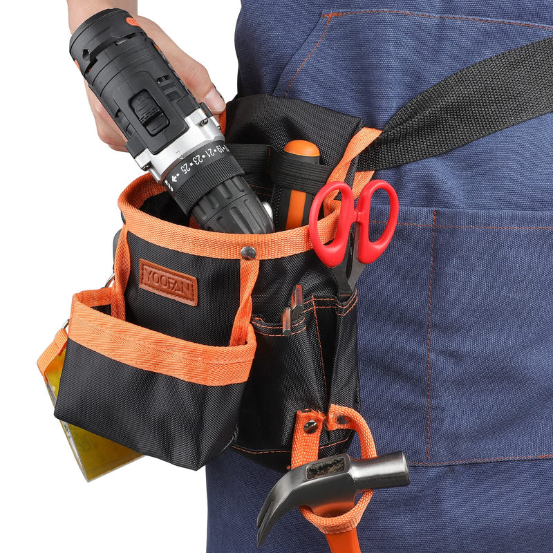 YOOFAN Tool Pouch - Tool Belt for Electrician Carpenter Construction Technician Gardening, Work Accessories for Men and Women, Orange