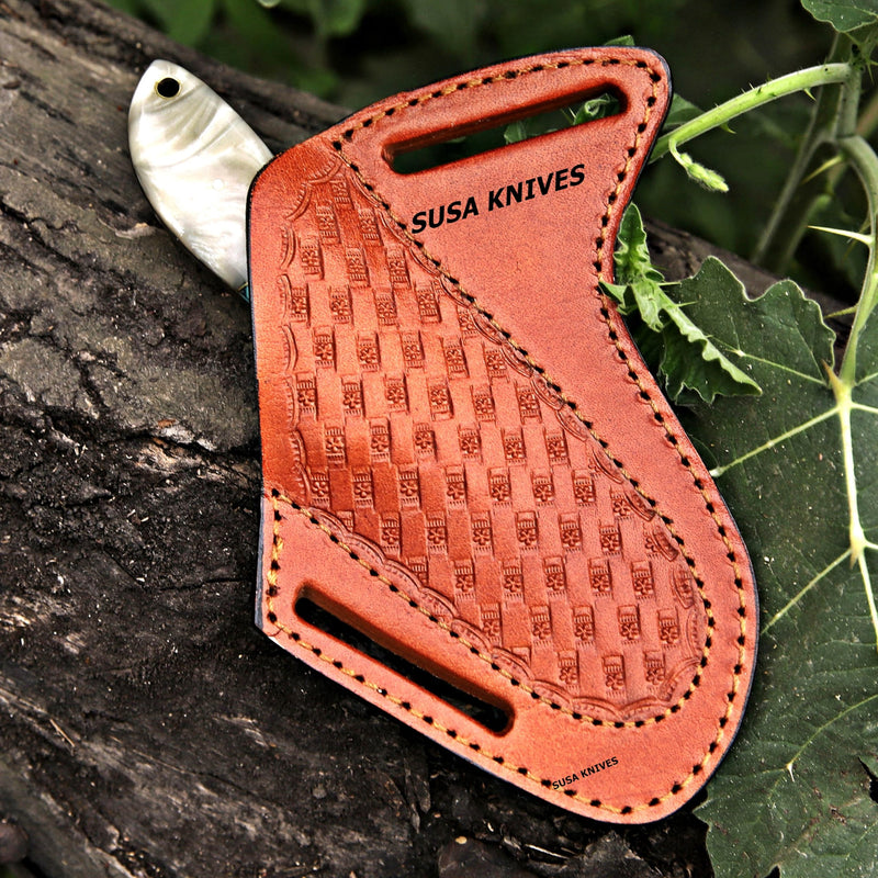 Custom Handmade 7'' fixed blade hoof rasp knife Cow boy knife Turquoise Handle Damascus steel Bull cutter, cowboy knives with pancake leather sheath (RESIN) RESIN