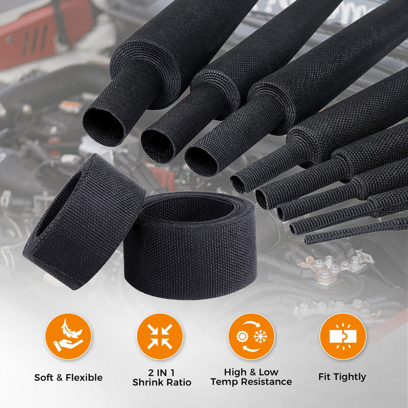 2-1/4'' Flat Heat Shrink Hose Sleeve Protector Cable Cover 30ft | Abrasion Resistant Protective Hose Sleeving For Welding Tig Torch, Hydraulic Hose 30Feet(360Inch)