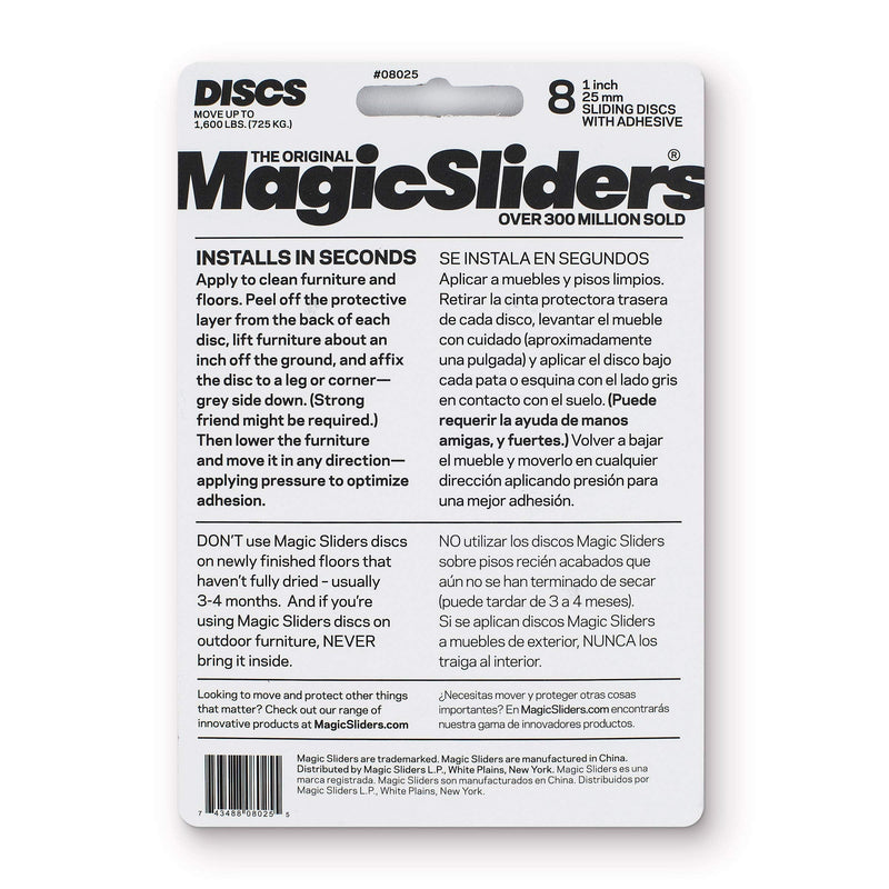 Magic Sliders 8025 Series 8PK 1" RND Slide Disc, Blue