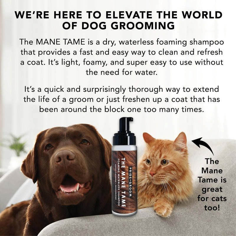 Pride and Groom The Mane Tame Waterless Dog Shampoo – Foaming Dry Shampoo for Dogs and Cats Made in USA for a Rinse Free Cleanse and to Eliminate Odor in Between Baths On-The-Go – 7.1 fl oz - PawsPlanet Australia