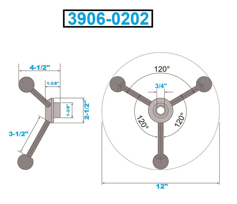 HHIP 3906-0202 Pro-Series Accu-Torque Vise Speed Handle for 3/4" Hex Hub