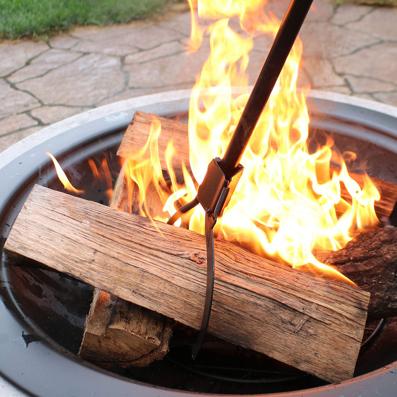 Sunnydaze 36" Steel Log Tongs for Fire Pit, Outdoor Fireplace Log Grabber 1