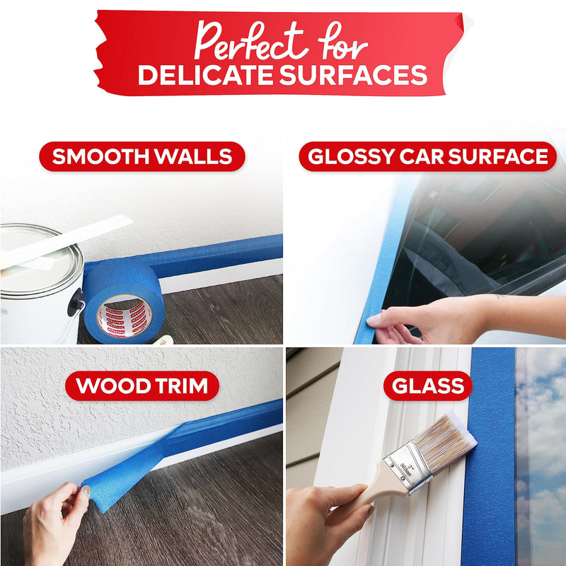 XFasten Professional Blue Painters Tape, Multi-Use, 3 Inches x 60 Yards Blue Tape - Sharp Edge Line Technology, Produces Sharp Lines | Residue-Free and Artisan Grade Wall Trim Tape 3 Inches x 60 Yards (Single Pack)