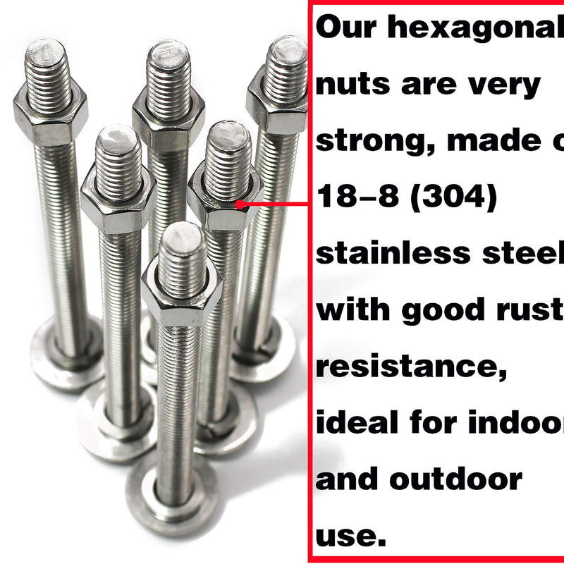 Fullerkreg 10-24 Machine Screw Hex Nuts, Stainless Steel 18-8, Bright Finish, Quantity 100 10-24 (100 Pack)