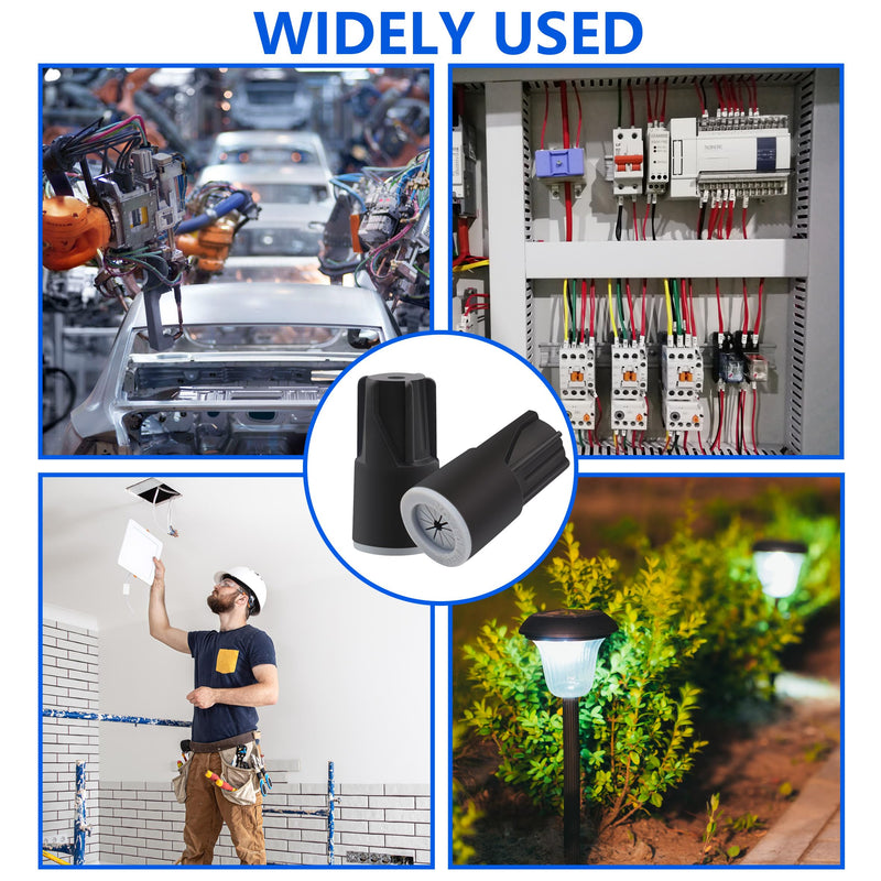 36 PCS Waterproof Wire Connectors Outdoor Electrical Cable Terminal Twist Nuts Cap for Wet Location Installation Lights Irrigation Valves Black black-36