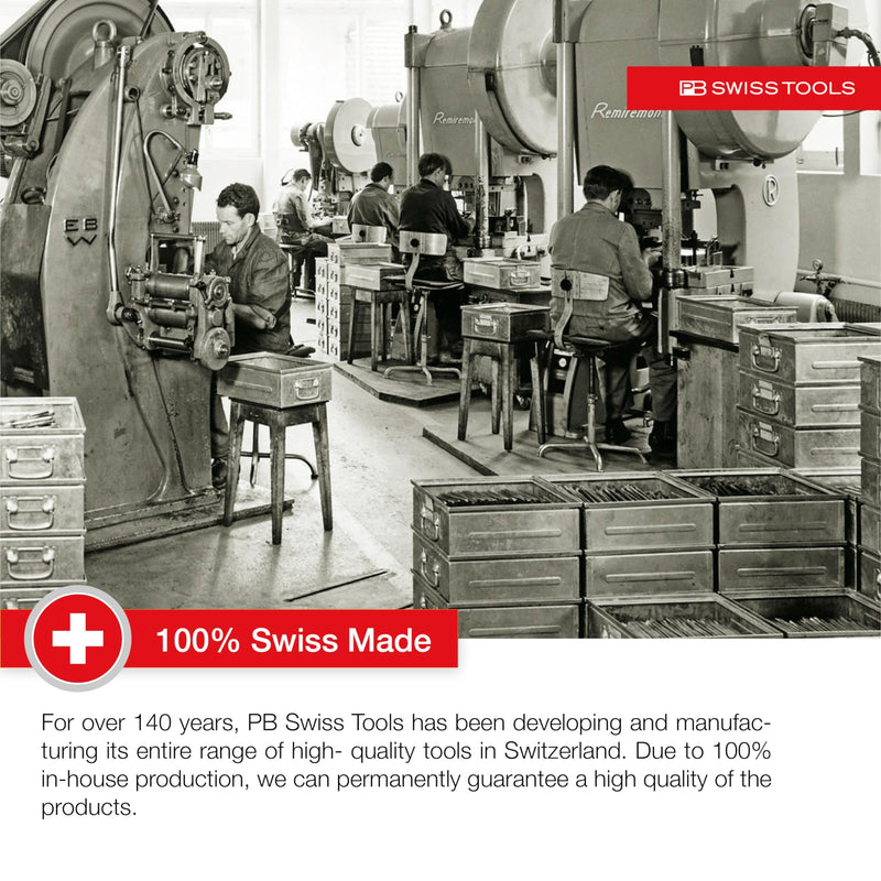 PB Swiss Tools Robertson Bit Block PB C6.708 CN | 100% Swiss Made | 10-Piece Bit Set with 10 Square C6 1/4" PrecisionBits, Size 0-3