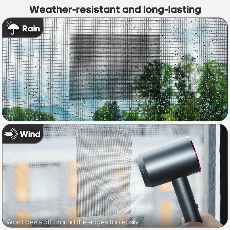 5" x 7" Black/Grey Screen Repair Kit, 6 PCS Window Screen Patch Repair Tape for Mesh Window Door, Strong Adhesive Fiberglass Mesh Pacth Tape