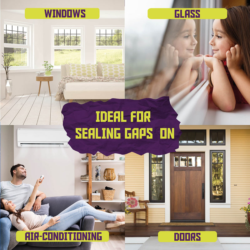 ATack Transparent Window Weather Sealing Tape, 2-Inch x 30 Yards, Clear Window Draft Isolation Sealing Film Tape- No Residue, Surface-Safe, Wood-Safe, Removes Cleanly 2" x 30 Yards (Single Pack)