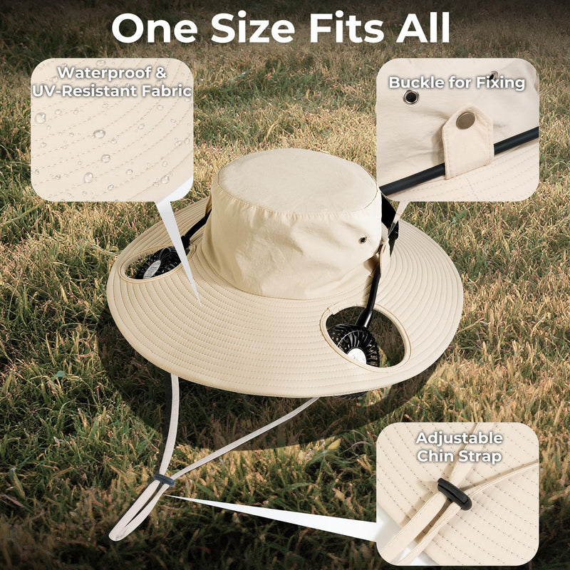 AMACOOL 2-in-1 Bucket Hat Fan with Detachable Neck Fan, UPF 50+ Wide Brim Sun Hat, Father's Day Gifts for Dad Husband, Fishing Essentials 2026 for Men Women Camping Hiking Beach Gardening Outdoor