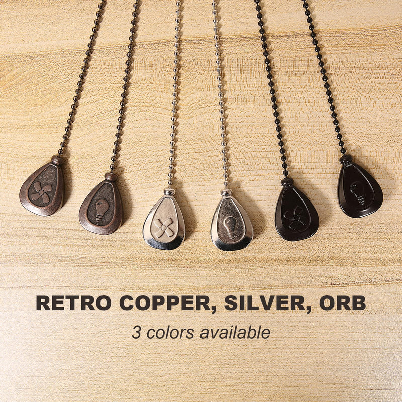 SmoTecQ Ceiling Fan Pull Chain Extenders 2 Pack, Decorative Waterdrop Look (Retro) Retro