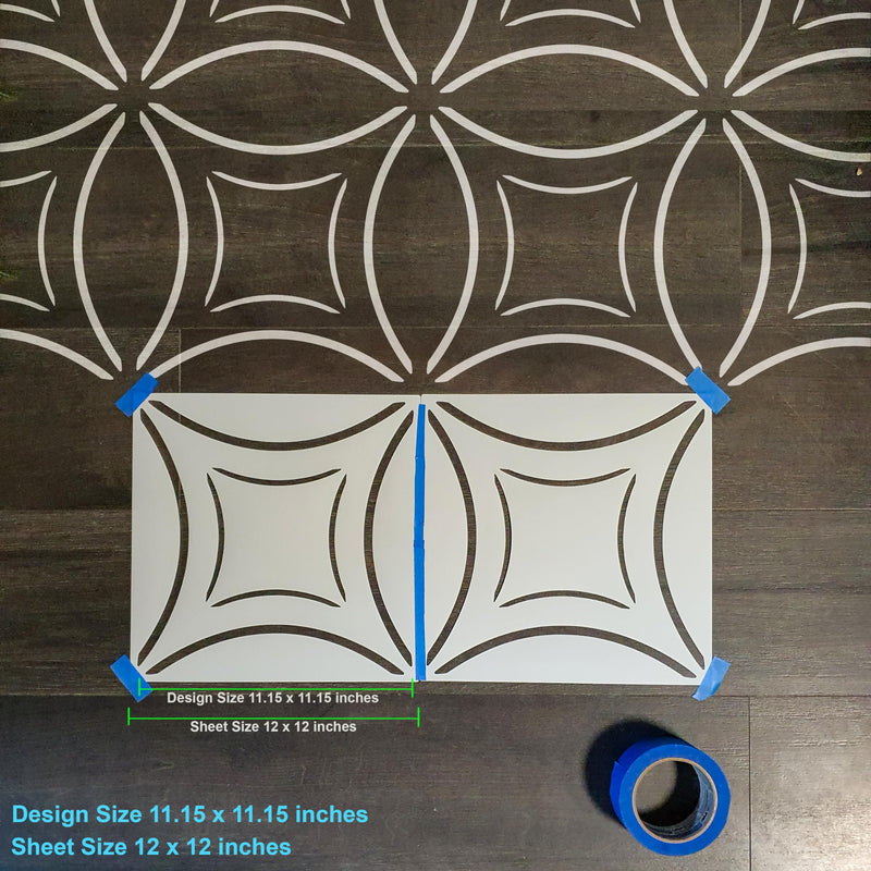 2 Pcs12 x 12" Tile Stencil Painting Stencil for Walls and Floors - Reusable - Stencils for Painting - Stencil for Home Decor (Design-5) Design-5
