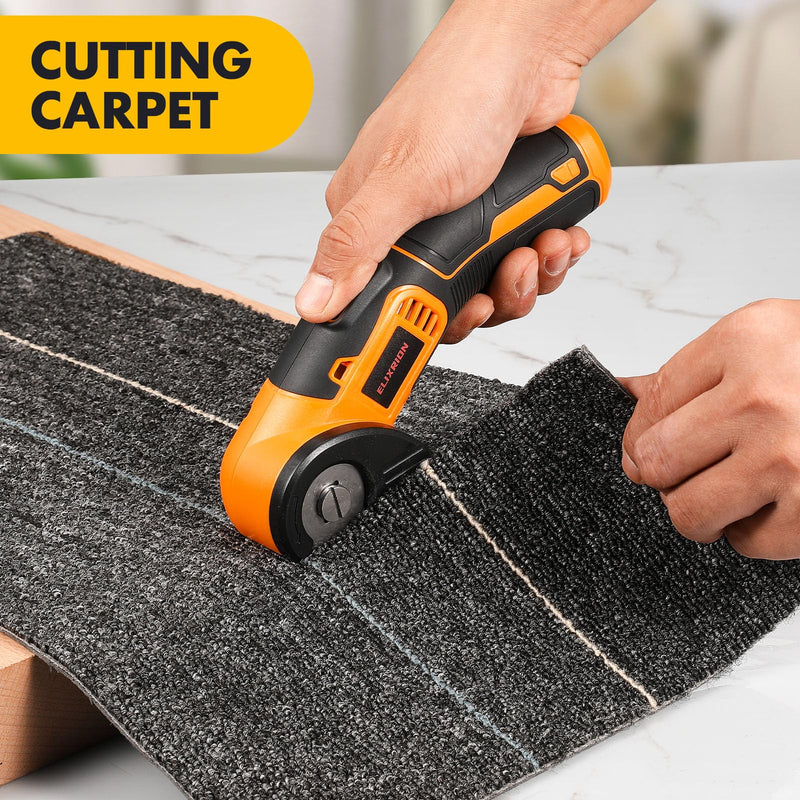 Cordless Electric Scissors, fabric scissors, rotary cutter, for Cutting Carpet, Cardboard, Leather, Paper, Plastic.yellow.