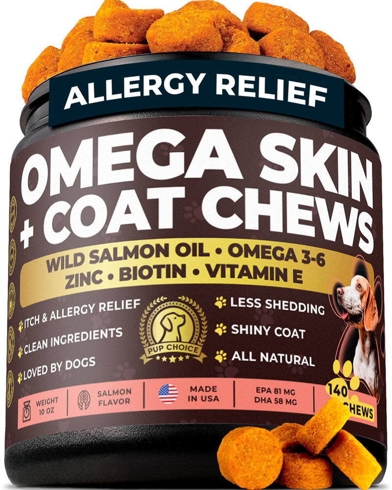 Probiotic + Omega-3 Dog Supplement Bundle — Daily Chews with Probiotics & Salmon Oil, Biotin & Zinc — Supports Digestive, Immune, Skin, Coat & Joint Health — 140 + 140 Chews