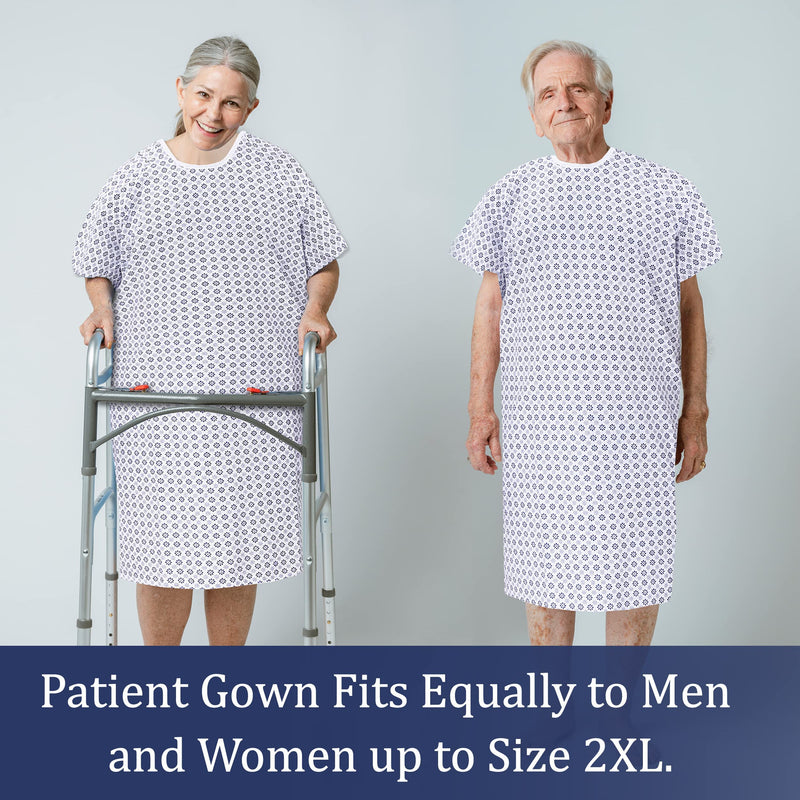 RUVANTI Hospital Gowns for Women/Men, 2 Pack, Plus Size Hospital Gown up to 2XL, Medical Gown for Elderly, Labor & Delivery, Patient Gown Costume for Halloween, Washable & Reusable