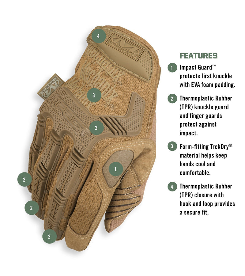Mechanix Wear: M-Pact Tactical Gloves with Secure Fit, Touchscreen Capable Safety Gloves for Men, Work Gloves with Impact Protection and Vibration Absorption (Brown, Small) Brown
