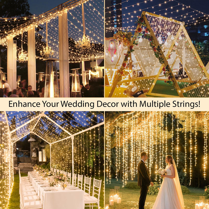 suddus Led String Lights Outdoor Indoor, 33FT 100 Led Fairy Lights Plug in, Christmas Twinkle Lights for Bedroom, Home, Door, Room, Classroom, Dorm, Yard, Party Decorations Warm White 100LED